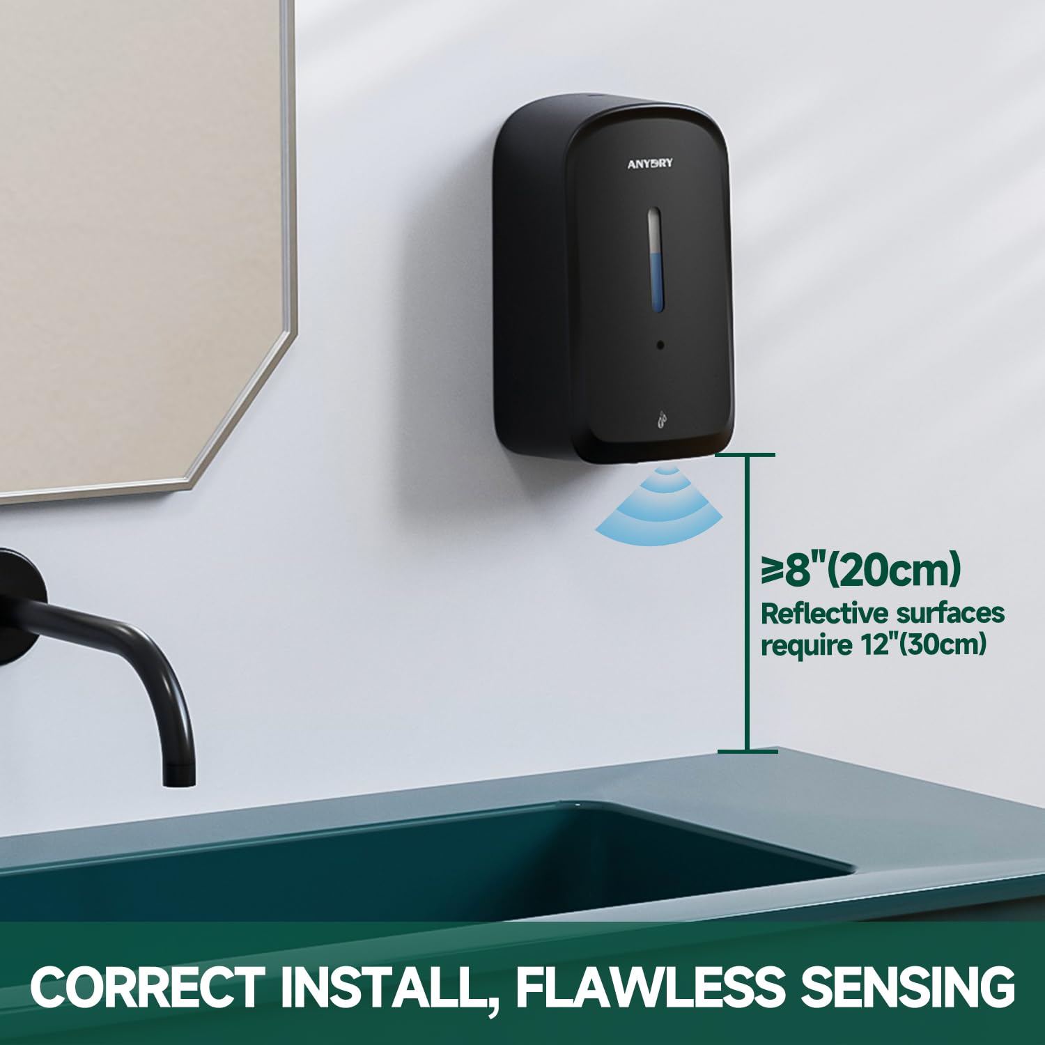 ANYDRY Commercial Automatic Soap Dispenser Large 34fl oz/1000ml Capacity Wall-Mounted Touchless Liquid Dispenser for High-Traffic Restrooms, Offices, Hospitals Model AD1220S