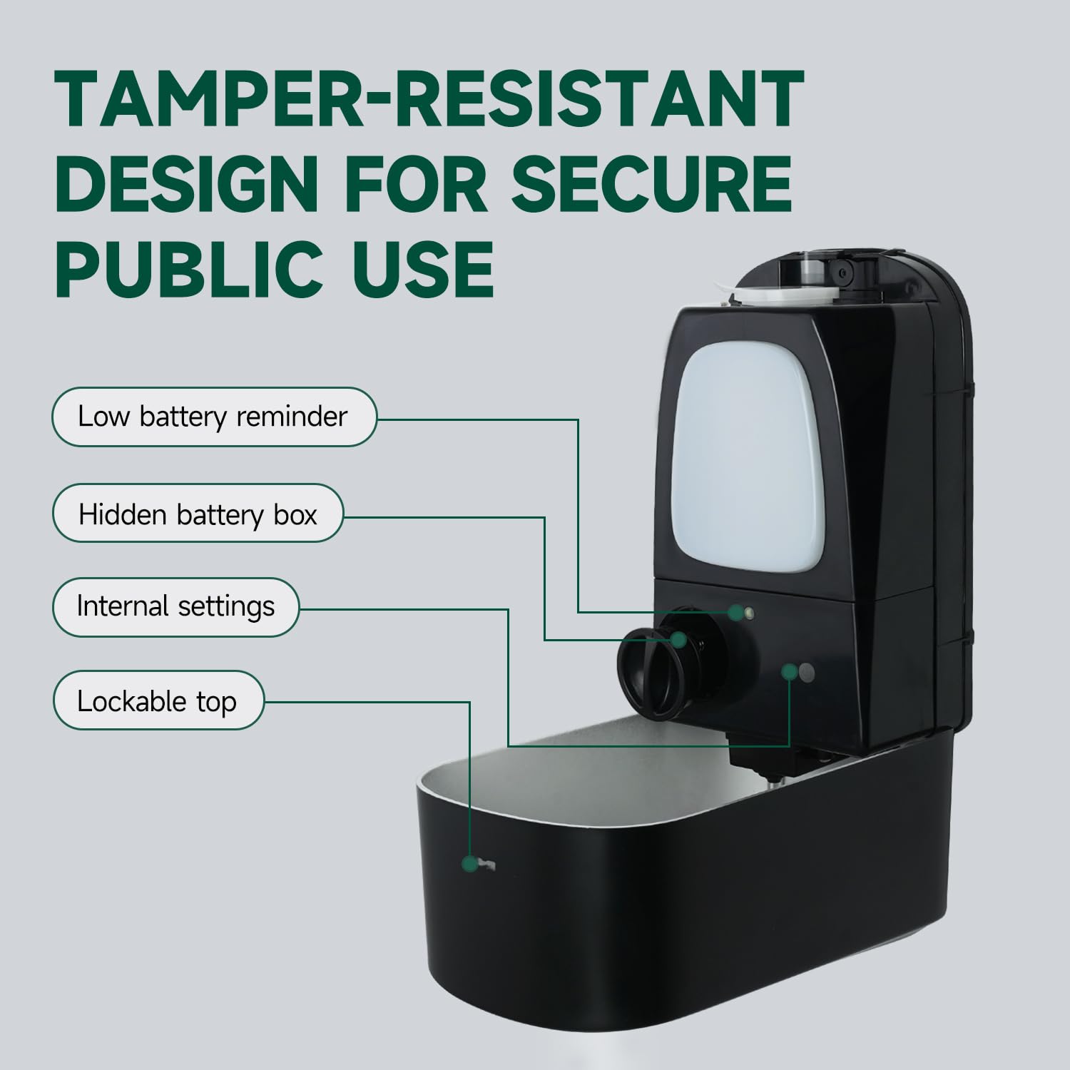 ANYDRY Commercial Automatic Soap Dispenser Large 34fl oz/1000ml Capacity Wall-Mounted Touchless Liquid Dispenser for High-Traffic Restrooms, Offices, Hospitals Model AD1220S