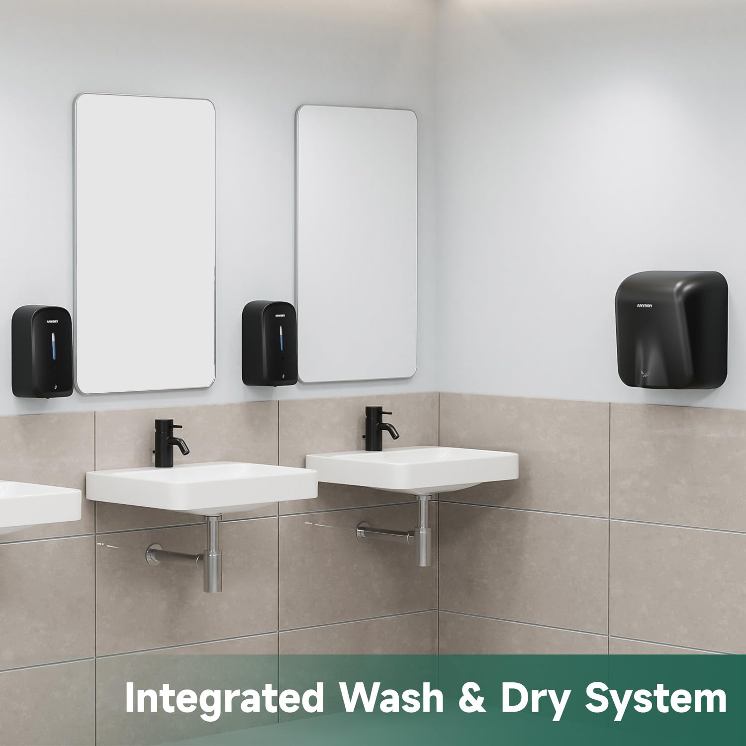 ANYDRY Commercial Automatic Soap Dispenser Large 34fl oz/1000ml Capacity Wall-Mounted Touchless Liquid Dispenser for High-Traffic Restrooms, Offices, Hospitals Model AD1220S