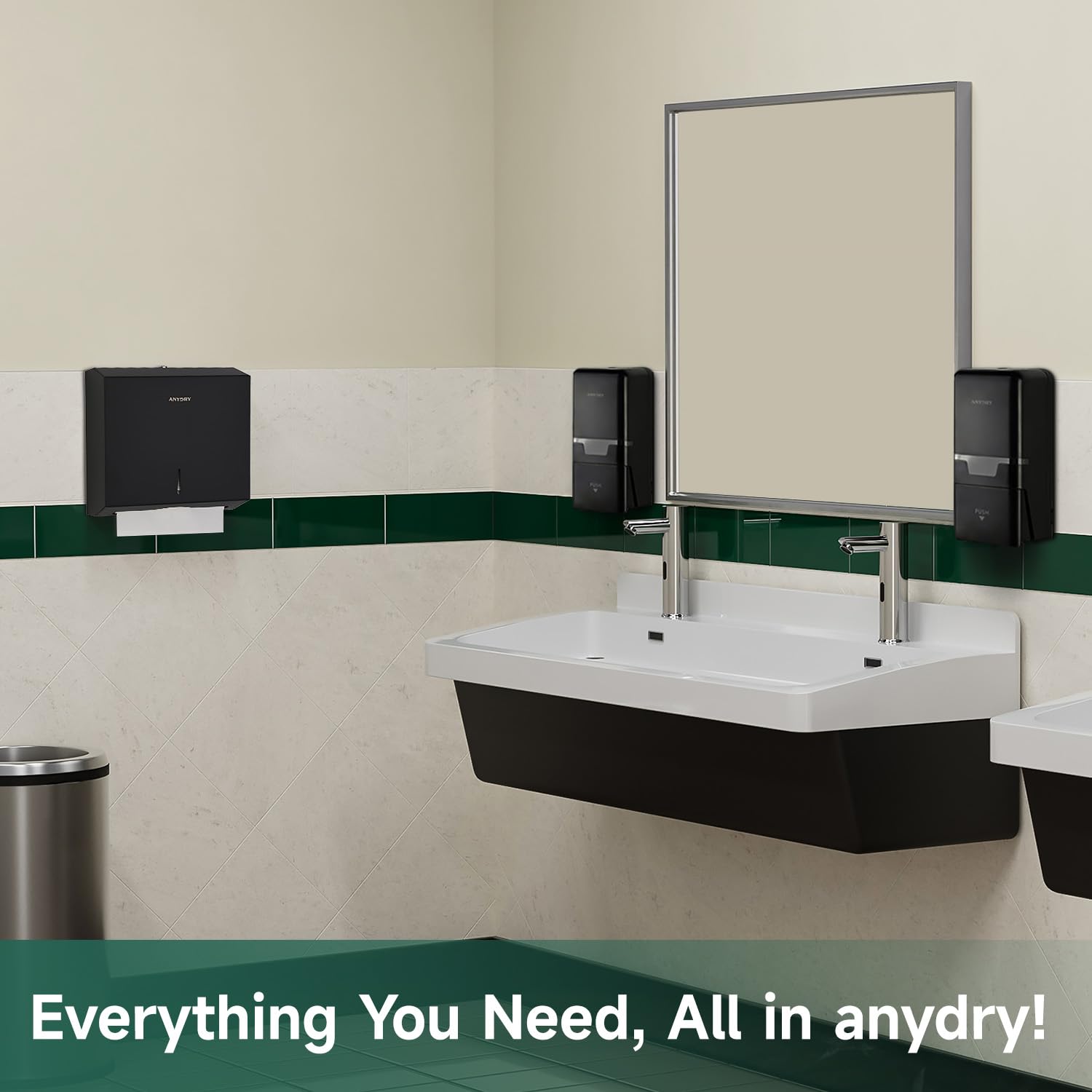ANYDRY Manual Liquid Soap Dispenser Wall Mount, 27fl oz (800 ml) Large Capacity for Commercial Bathroom, Model AD1009