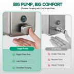 ANYDRY Commercial Wall Mounted Soap Dispenser 37fl oz 1100ml Large Capacity Brushed Stainless Steel Manual Dispenser for High Traffic Restrooms, Model AD1010