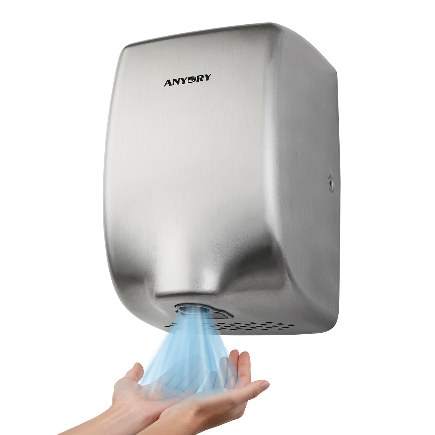 ANYDRY Compact Hand Dryer, High-Speed 1350W Airflow, Brushed Stainless Steel Finish, Space-Saving for Commercial & Home Use,Model AD2803Y