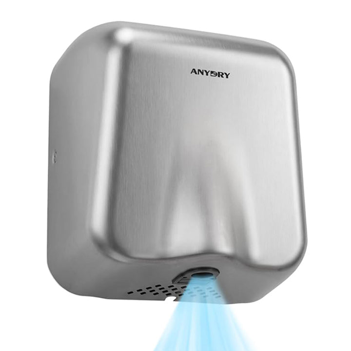 ANYDRY IronStorm Electric Hand Dryers for Bathrooms Commercial HEPA Filter High-Speed Brushed Stainless Steel Cover AC100–130V,Model AD2815