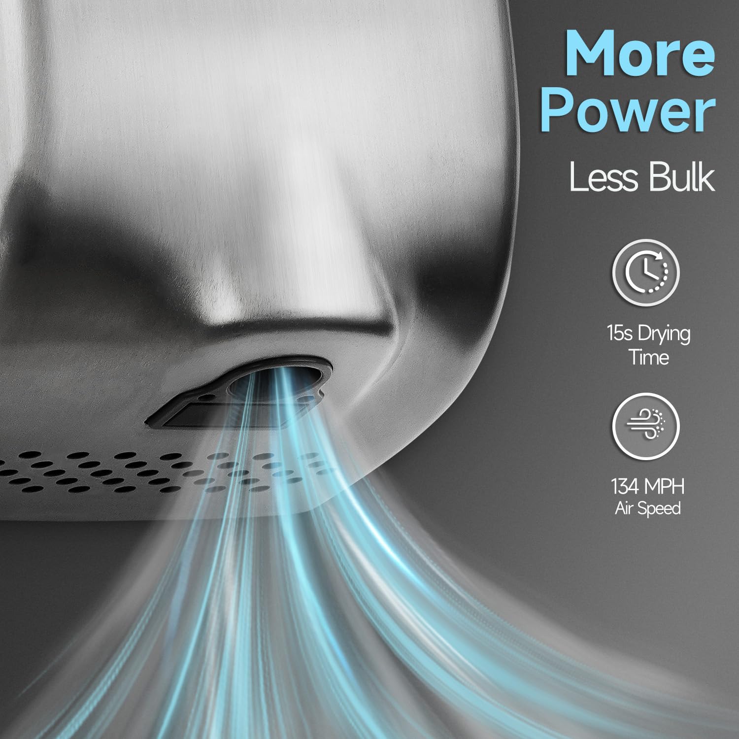 ANYDRY Compact Hand Dryer, High-Speed 1350W Airflow, Brushed Stainless Steel Finish, Space-Saving for Commercial & Home Use,Model AD2803Y
