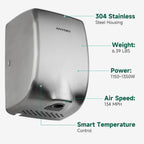 ANYDRY Compact Hand Dryer, High-Speed 1350W Airflow, Brushed Stainless Steel Finish, Space-Saving for Commercial & Home Use,Model AD2803Y