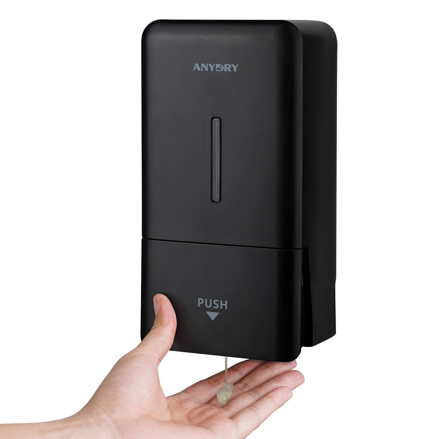 ANYDRY 27fl oz (800 ml) Manual Wall Mounted Soap Dispenser, Ideal for Commercial Bathrooms Restaurants Hotels, Use with Liquid Hand Soap Shampoo, Model AD1006