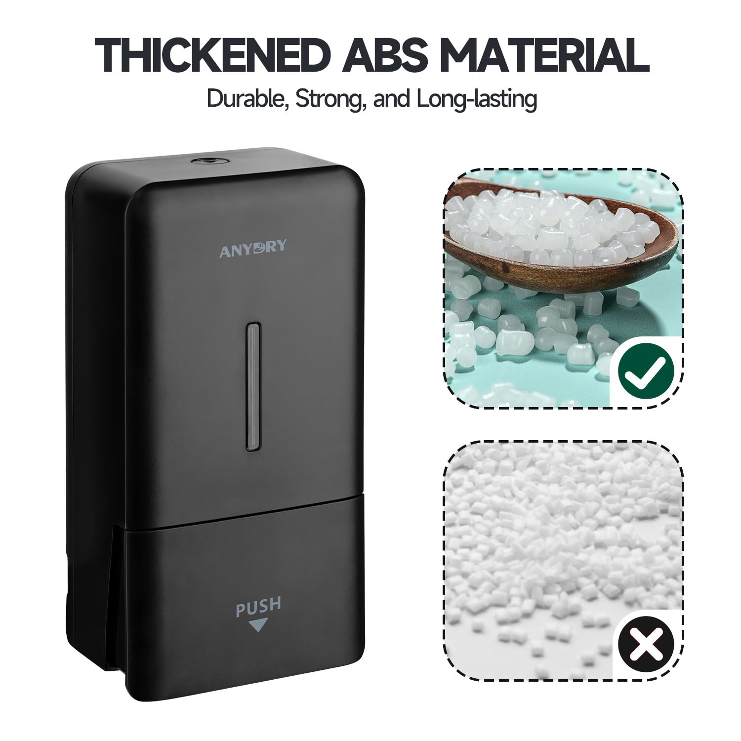 ANYDRY 27fl oz (800 ml) Manual Wall Mounted Soap Dispenser, Ideal for Commercial Bathrooms Restaurants Hotels, Use with Liquid Hand Soap Shampoo, Model AD1006