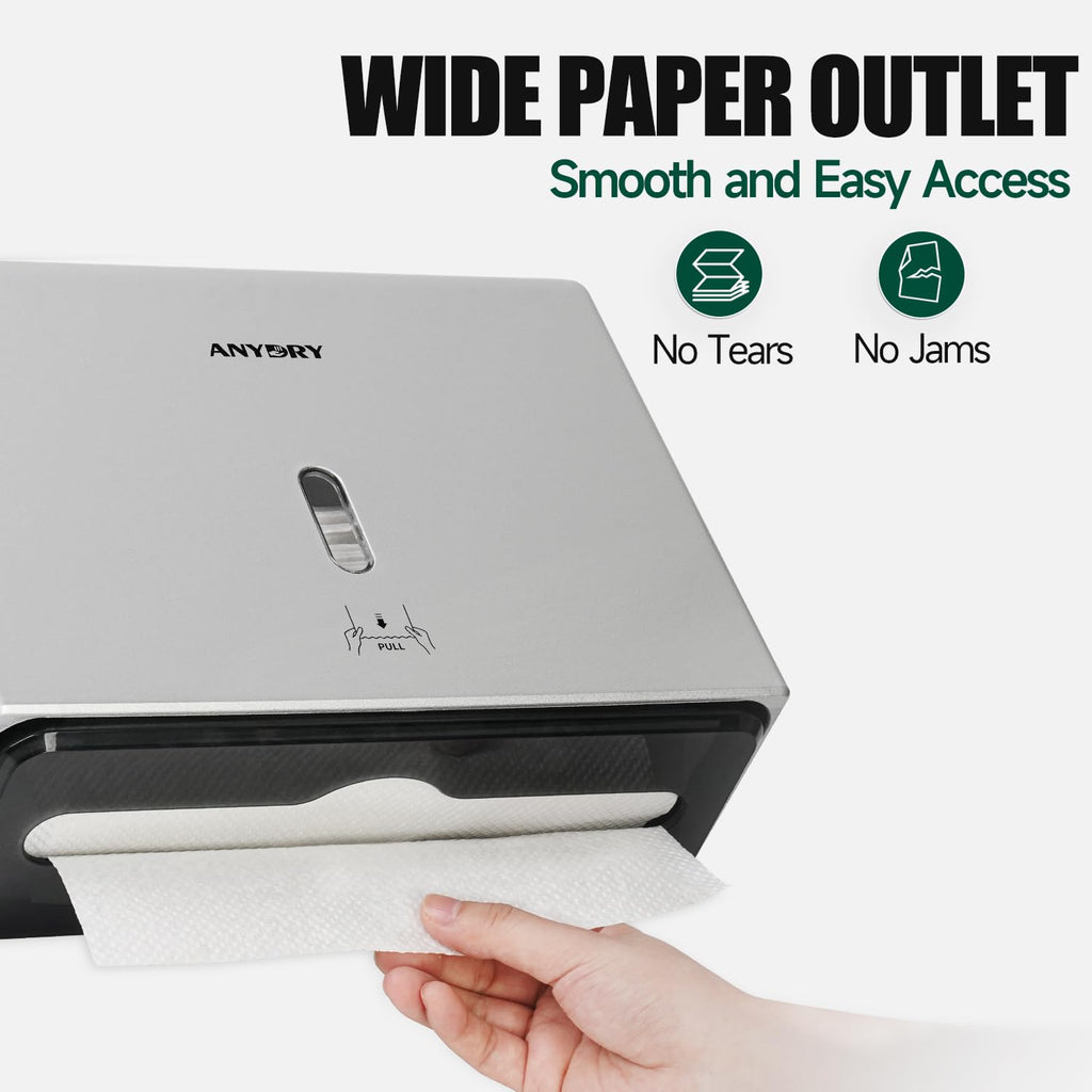 ANYDRY Wall-Mounted Paper Towel Dispenser – Fits Tri-Fold Towels up to 10x3.1 Inches, Holds 200 Sheets, Ideal for Home & Commercial Use Model AD5102