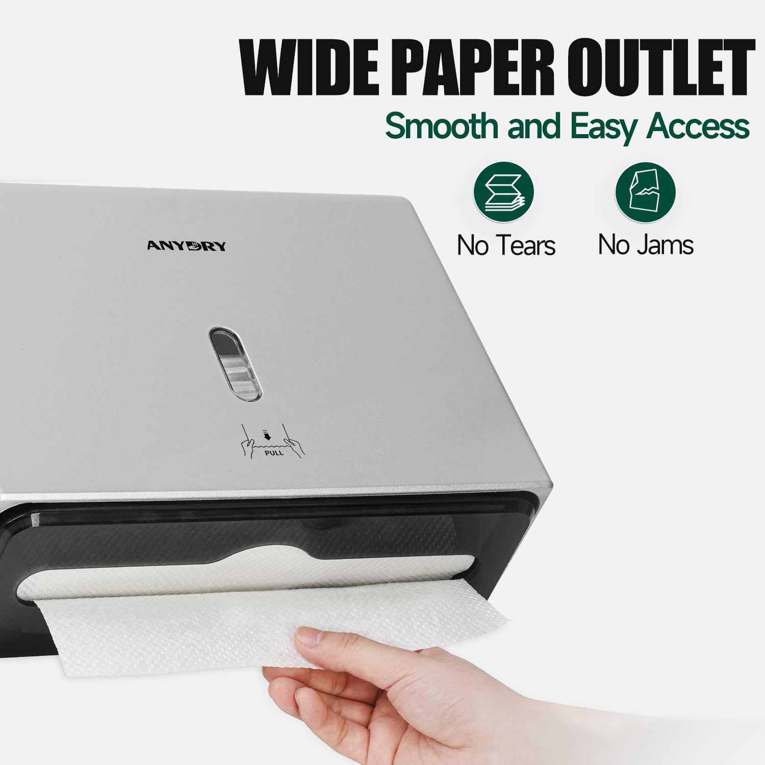 ANYDRY Wall-Mounted Paper Towel Dispenser – Fits Tri-Fold Towels up to 10x3.1 Inches, Holds 200 Sheets, Ideal for Home & Commercial Use Model AD5102