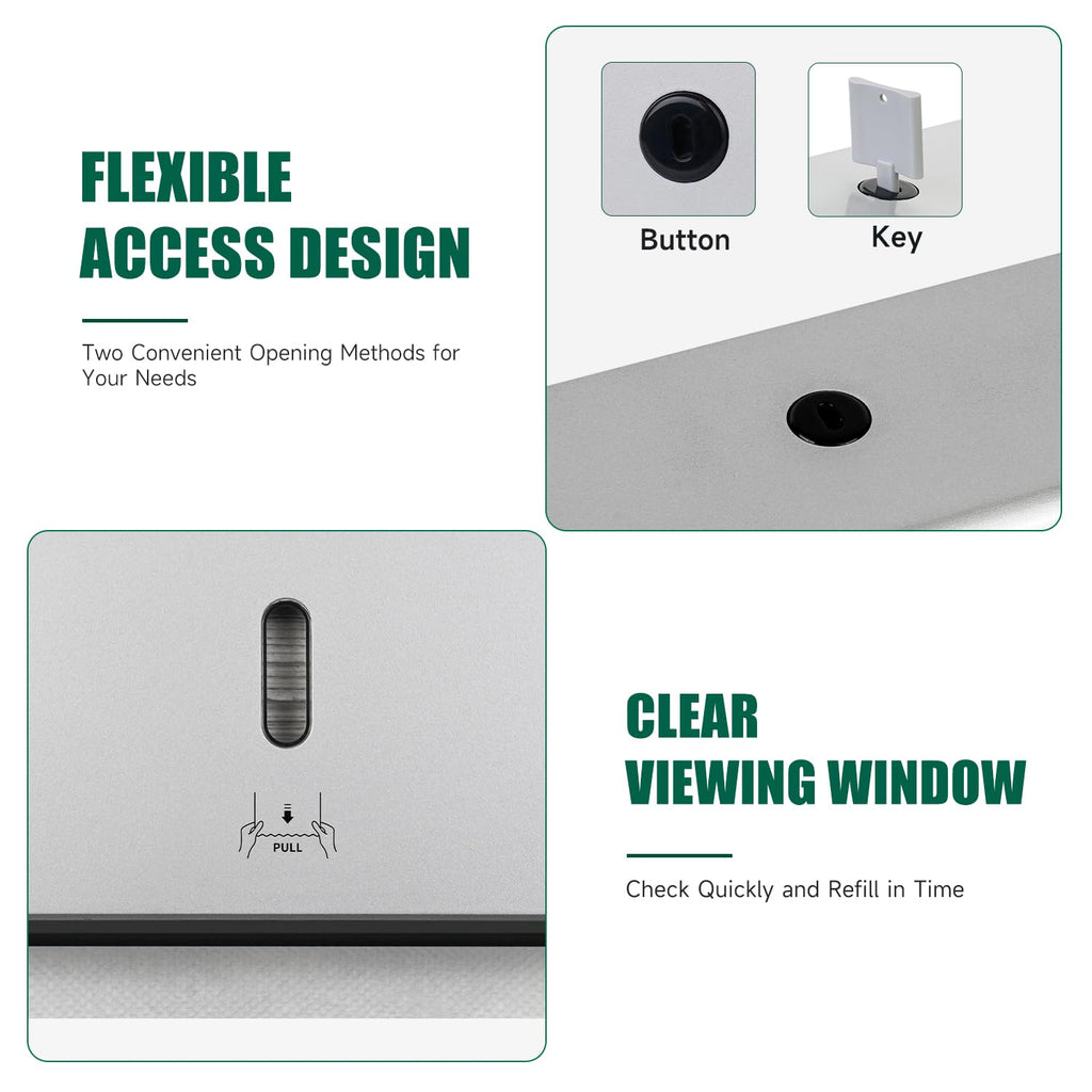 ANYDRY Wall-Mounted Paper Towel Dispenser – Fits Tri-Fold Towels up to 10x3.1 Inches, Holds 200 Sheets, Ideal for Home & Commercial Use Model AD5102
