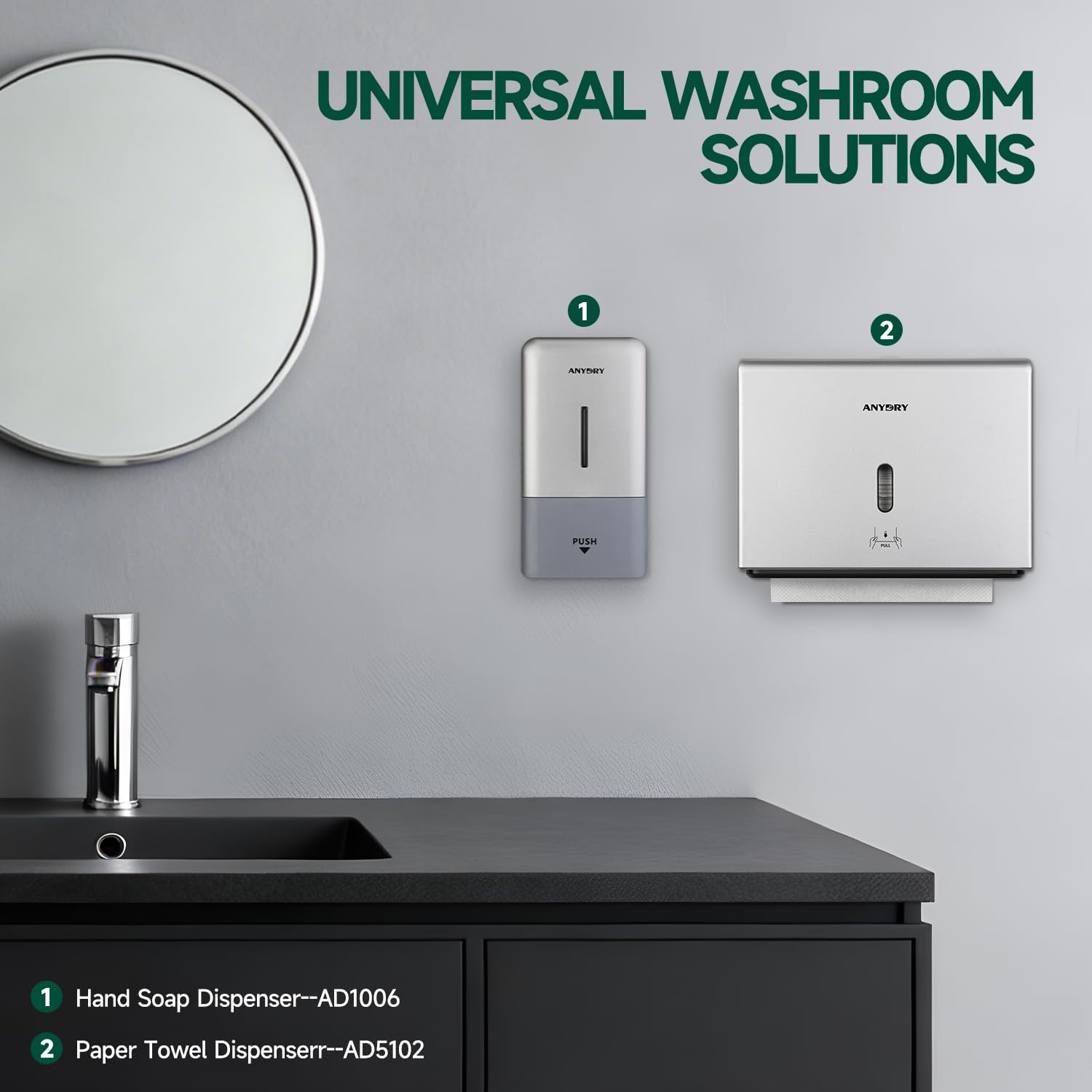 ANYDRY Wall-Mounted Paper Towel Dispenser – Fits Tri-Fold Towels up to 10x3.1 Inches, Holds 200 Sheets, Ideal for Home & Commercial Use Model AD5102