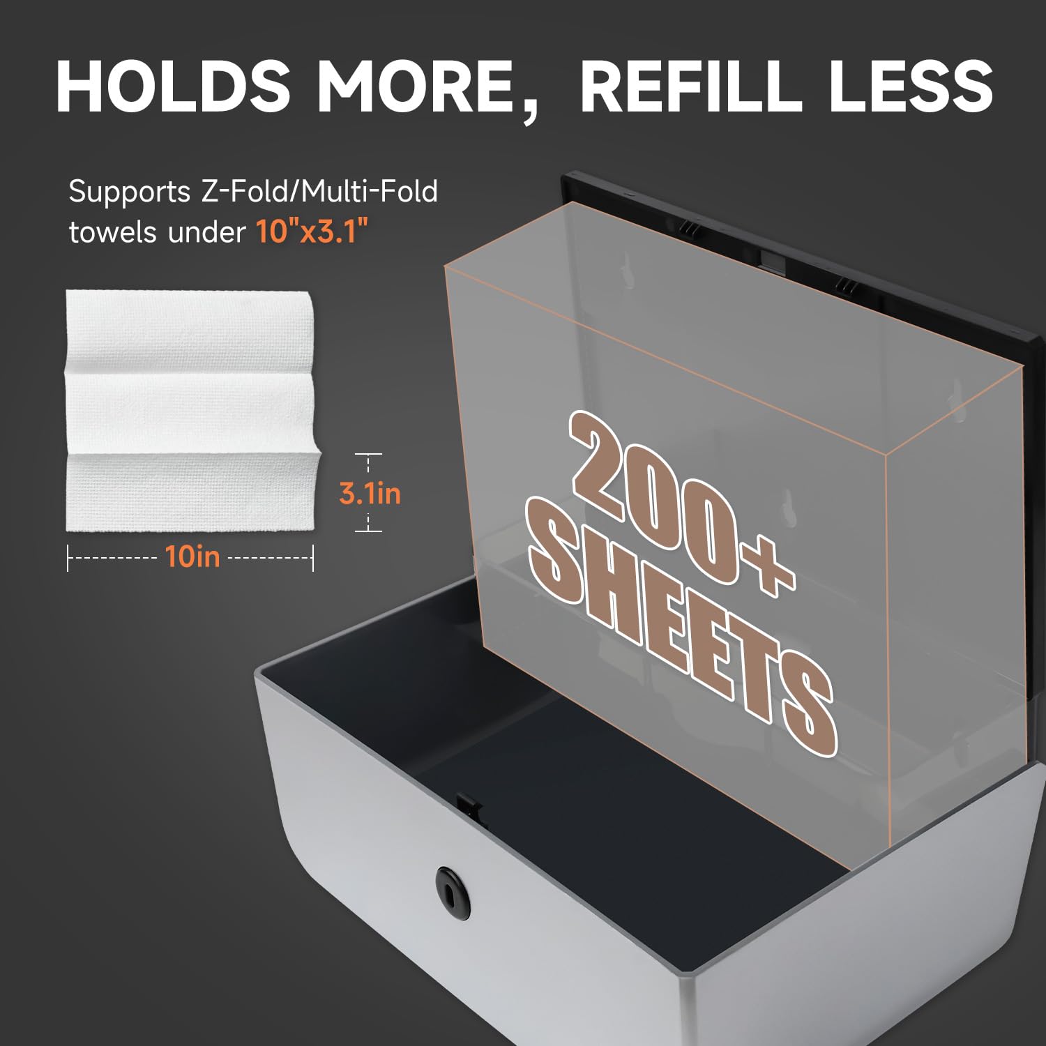 ANYDRY 200-Sheet Wall-Mounted Paper Towel Dispenser, Fits Multi-Fold Towels up to 10x3.15 Inches, Perfect for Home & Business Model AD5101