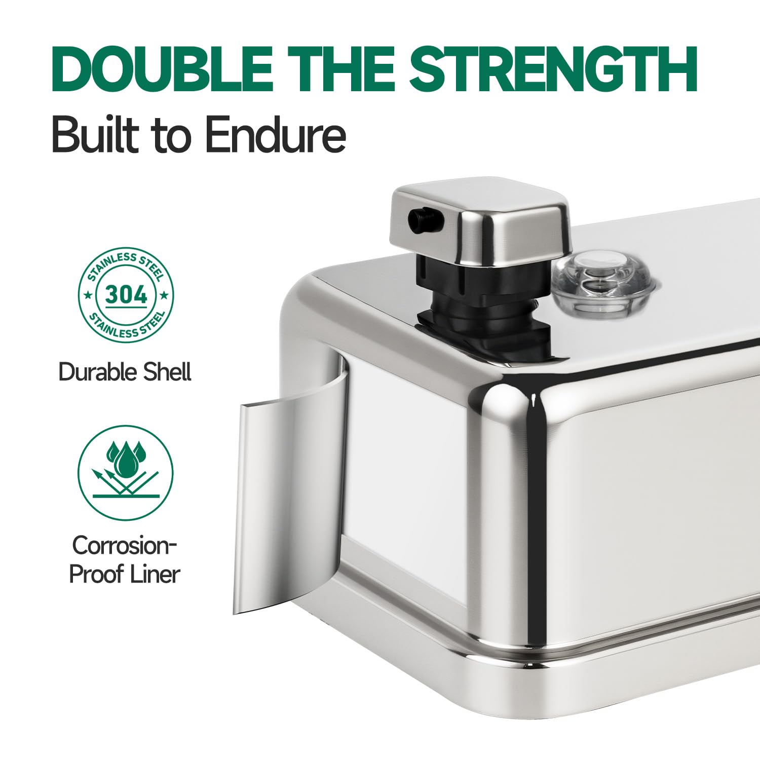ANYDRY Commercial Wall Mounted Soap Dispenser 37fl oz 1100ml Large Capacity Brushed Stainless Steel Manual Dispenser for High Traffic Restrooms, Model AD1010