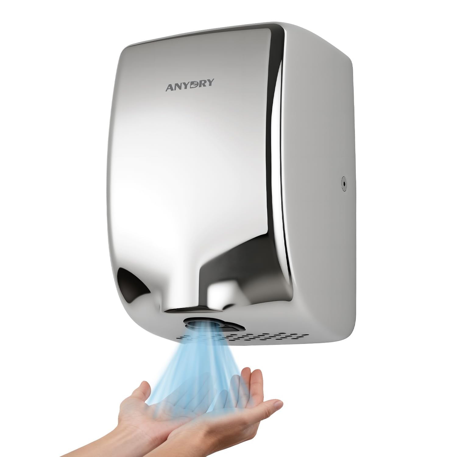 ANYDRY Compact Hand Dryer, High-Speed 1350W Airflow, Brushed Stainless Steel Finish, Space-Saving for Commercial & Home Use,Model AD2803Y