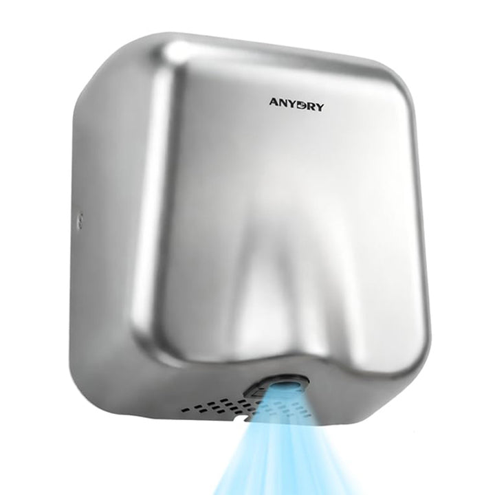 ANYDRY IronStorm Electric Hand Dryers for Bathrooms Commercial HEPA Filter High-Speed Brushed Stainless Steel Cover AC100–130V,Model AD2815