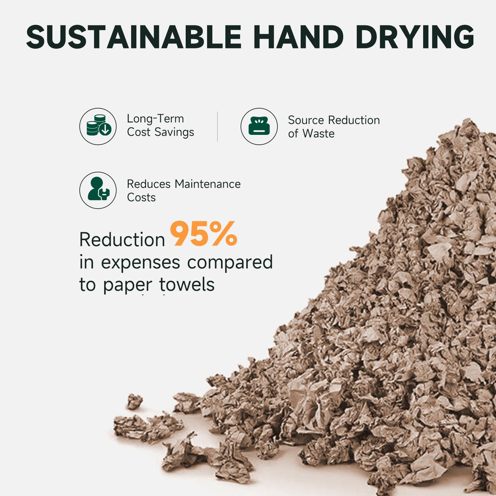 ANYDRY IronStorm Electric Hand Dryers for Bathrooms Commercial HEPA Filter High-Speed Brushed Stainless Steel Cover AC100–130V,Model AD2815