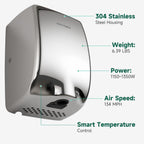 ANYDRY Compact Hand Dryer, High-Speed 1350W Airflow, Brushed Stainless Steel Finish, Space-Saving for Commercial & Home Use,Model AD2803Y