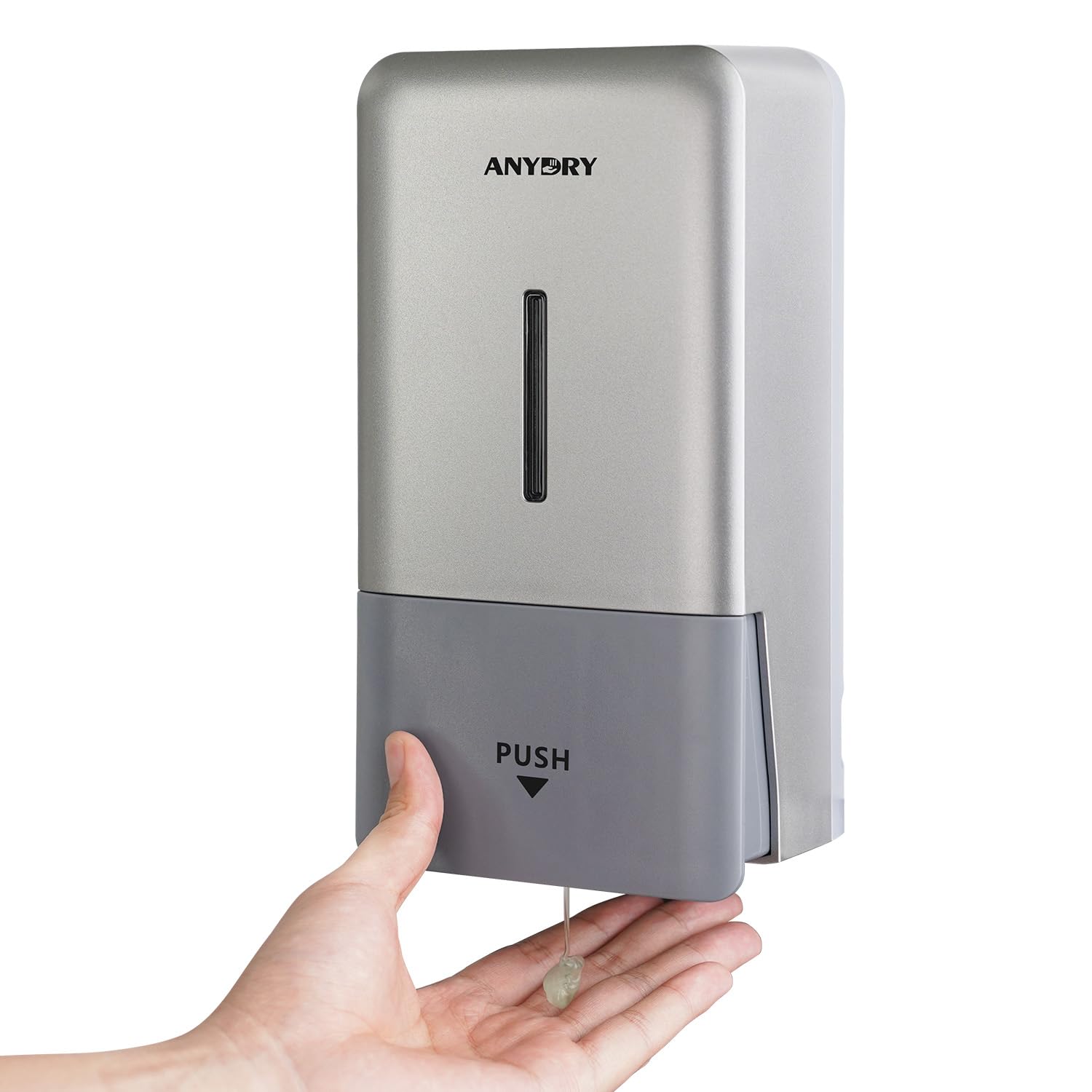 ANYDRY 27fl oz (800 ml) Manual Wall Mounted Soap Dispenser, Ideal for Commercial Bathrooms Restaurants Hotels, Use with Liquid Hand Soap Shampoo, Model AD1006