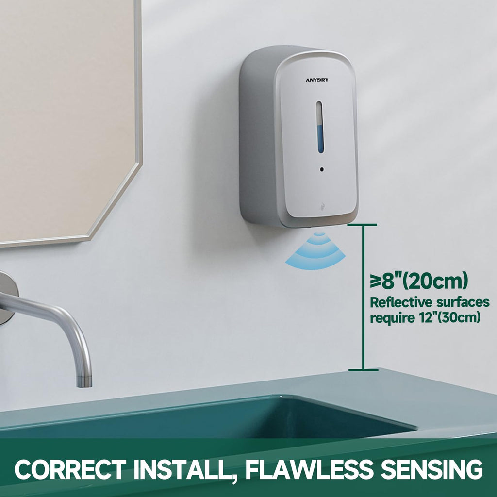 ANYDRY Commercial Automatic Soap Dispenser Large 34fl oz/1000ml Capacity Wall-Mounted Touchless Liquid Dispenser for High-Traffic Restrooms, Offices, Hospitals Model AD1220S