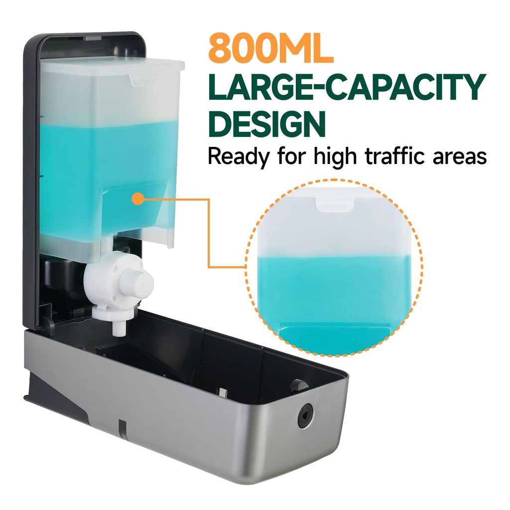ANYDRY Manual Liquid Soap Dispenser Wall Mount, 27fl oz (800 ml) Large Capacity for Commercial Bathroom, Model AD1009