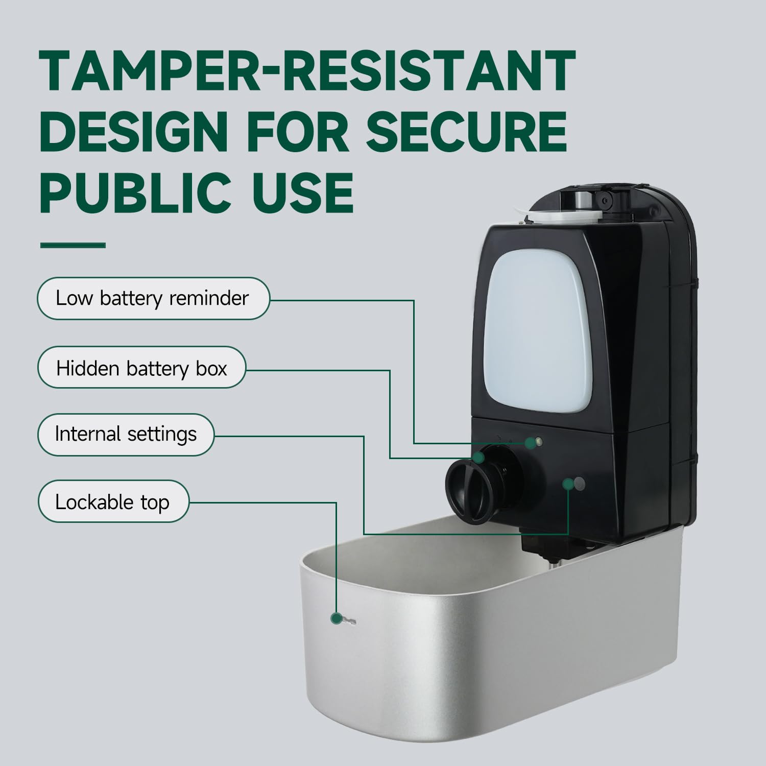 ANYDRY Commercial Automatic Soap Dispenser Large 34fl oz/1000ml Capacity Wall-Mounted Touchless Liquid Dispenser for High-Traffic Restrooms, Offices, Hospitals Model AD1220S