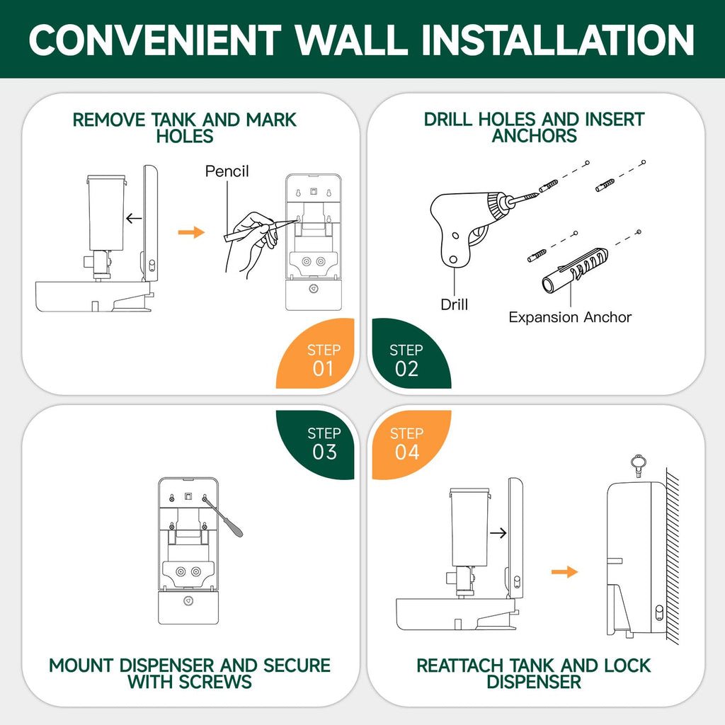 ANYDRY Manual Liquid Soap Dispenser Wall Mount, 27fl oz (800 ml) Large Capacity for Commercial Bathroom, Model AD1009