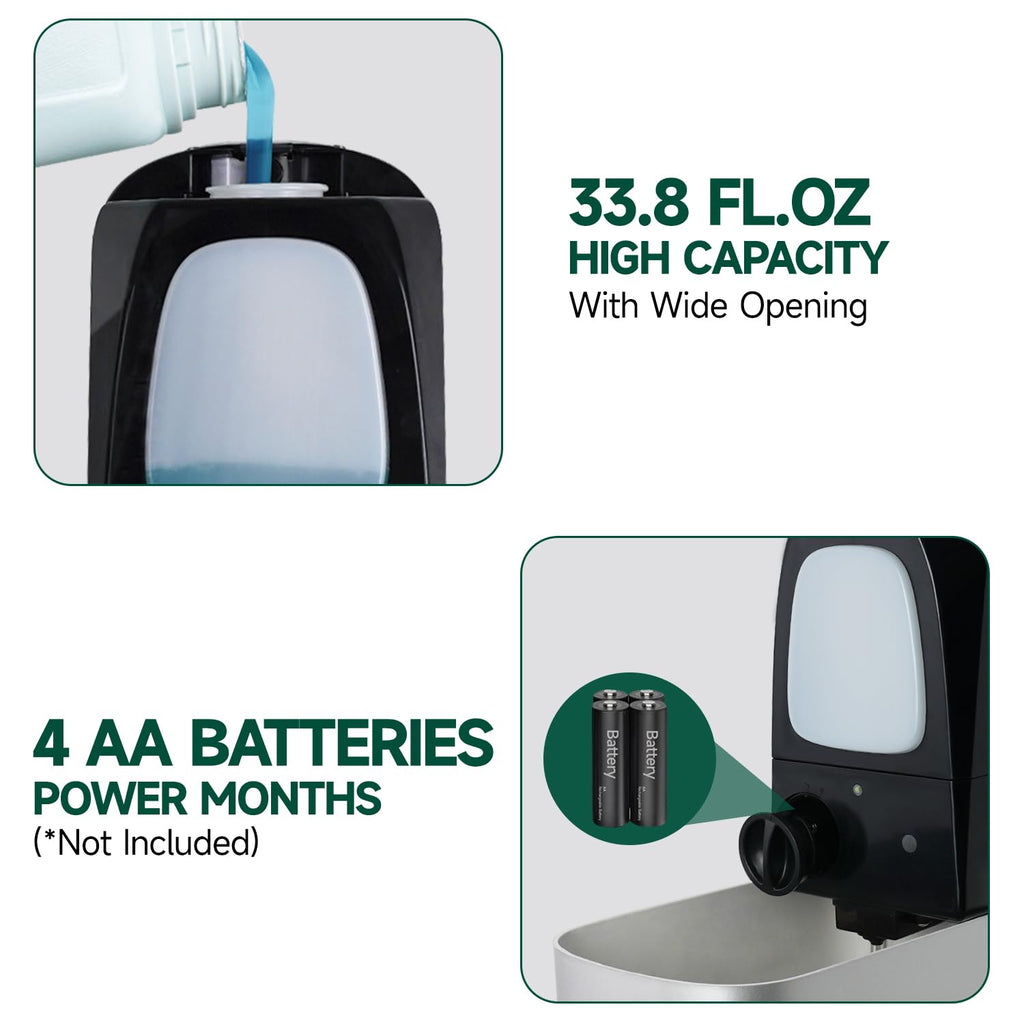 ANYDRY Commercial Automatic Soap Dispenser Large 34fl oz/1000ml Capacity Wall-Mounted Touchless Liquid Dispenser for High-Traffic Restrooms, Offices, Hospitals Model AD1220S