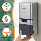 ANYDRY Manual Liquid Soap Dispenser Wall Mount, 27fl oz (800 ml) Large Capacity for Commercial Bathroom, Model AD1009