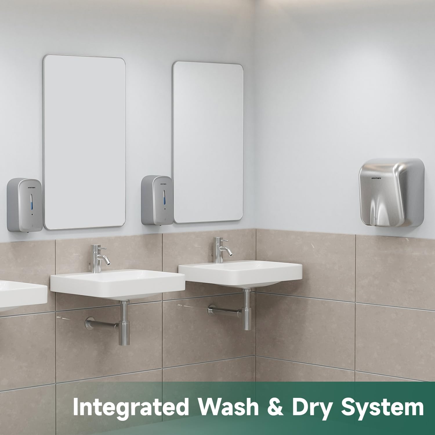 ANYDRY Commercial Automatic Soap Dispenser Large 34fl oz/1000ml Capacity Wall-Mounted Touchless Liquid Dispenser for High-Traffic Restrooms, Offices, Hospitals Model AD1220S