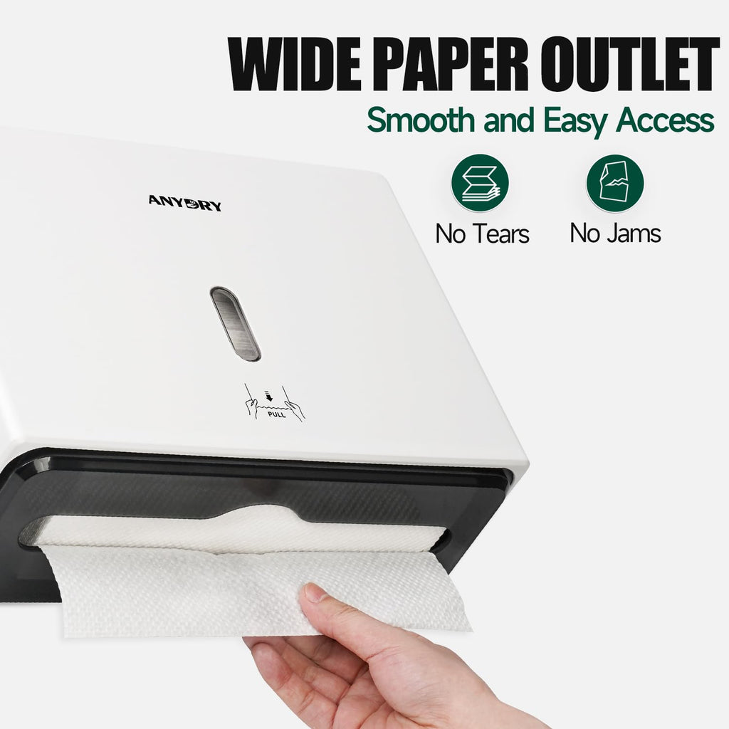 ANYDRY Wall-Mounted Paper Towel Dispenser – Fits Tri-Fold Towels up to 10x3.1 Inches, Holds 200 Sheets, Ideal for Home & Commercial Use Model AD5102