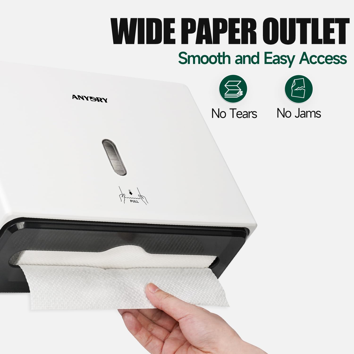 ANYDRY Wall-Mounted Paper Towel Dispenser – Fits Tri-Fold Towels up to 10x3.1 Inches, Holds 200 Sheets, Ideal for Home & Commercial Use Model AD5102