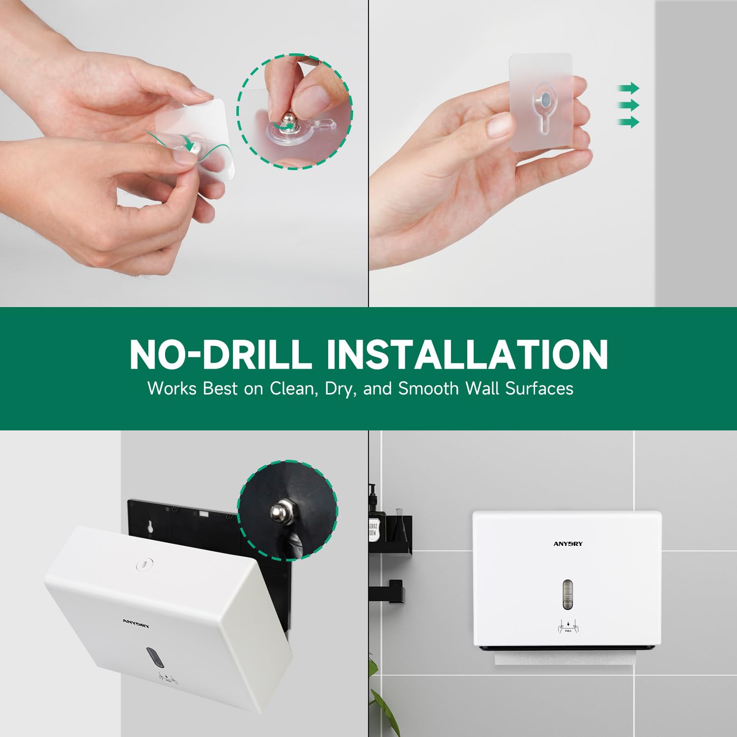 ANYDRY Wall-Mounted Paper Towel Dispenser – Fits Tri-Fold Towels up to 10x3.1 Inches, Holds 200 Sheets, Ideal for Home & Commercial Use Model AD5102