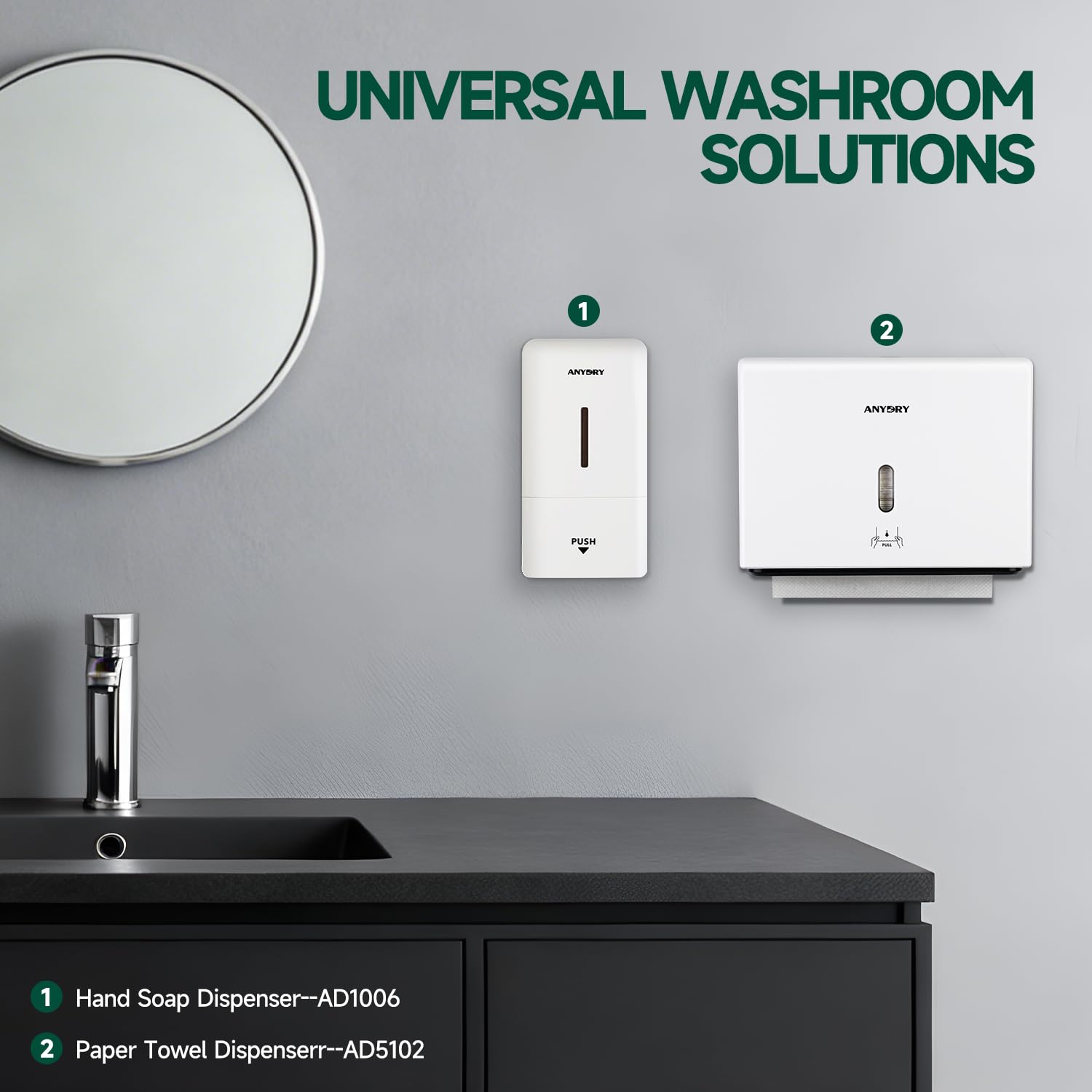 ANYDRY Wall-Mounted Paper Towel Dispenser – Fits Tri-Fold Towels up to 10x3.1 Inches, Holds 200 Sheets, Ideal for Home & Commercial Use Model AD5102
