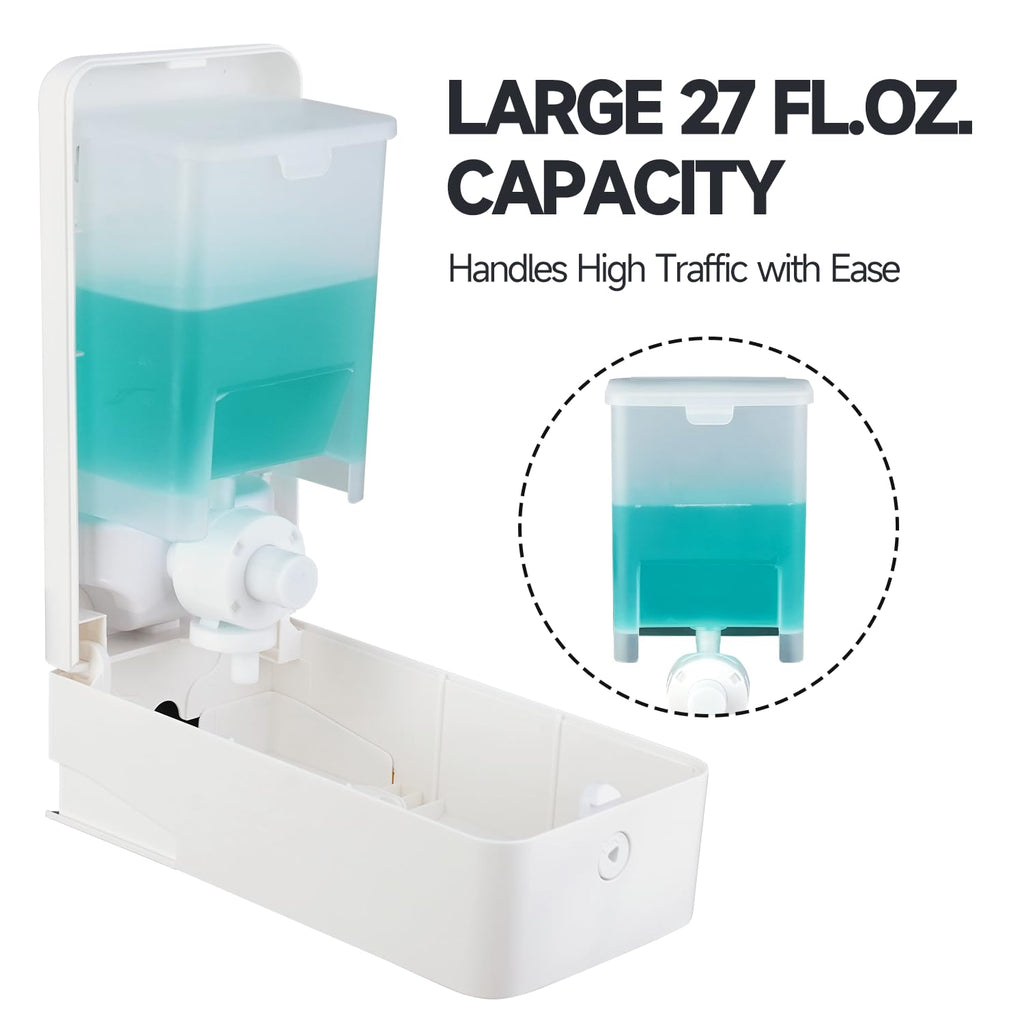 ANYDRY 27fl oz (800 ml) Manual Wall Mounted Soap Dispenser, Ideal for Commercial Bathrooms Restaurants Hotels, Use with Liquid Hand Soap Shampoo, Model AD1006