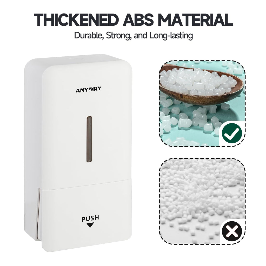 ANYDRY 27fl oz (800 ml) Manual Wall Mounted Soap Dispenser, Ideal for Commercial Bathrooms Restaurants Hotels, Use with Liquid Hand Soap Shampoo, Model AD1006
