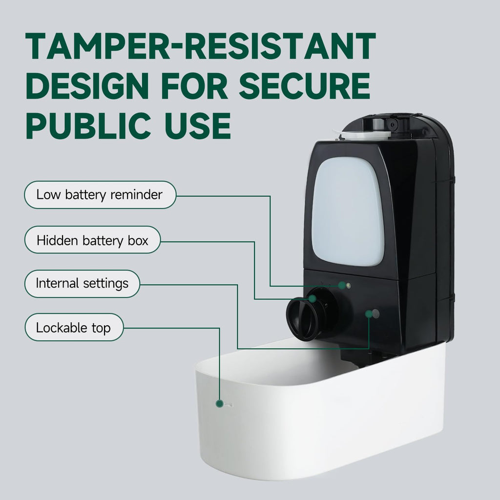 ANYDRY Commercial Automatic Soap Dispenser Large 34fl oz/1000ml Capacity Wall-Mounted Touchless Liquid Dispenser for High-Traffic Restrooms, Offices, Hospitals Model AD1220S