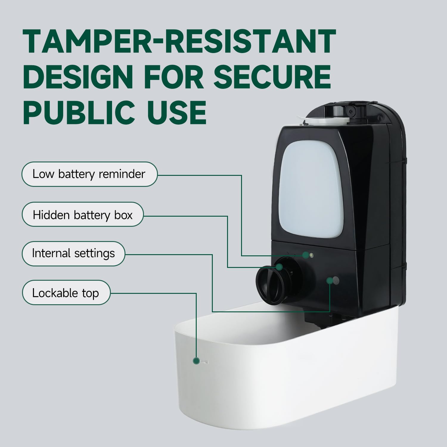 ANYDRY Commercial Automatic Soap Dispenser Large 34fl oz/1000ml Capacity Wall-Mounted Touchless Liquid Dispenser for High-Traffic Restrooms, Offices, Hospitals Model AD1220S