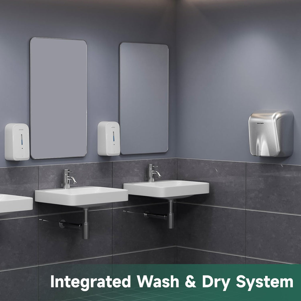 ANYDRY Commercial Automatic Soap Dispenser Large 34fl oz/1000ml Capacity Wall-Mounted Touchless Liquid Dispenser for High-Traffic Restrooms, Offices, Hospitals Model AD1220S